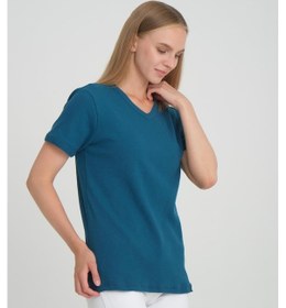 Resim Alexandergardı Fitilli V Yaka Comfort Fit T-shirt E24-74602 001 
