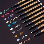 Resim 1 Set 10 Adet Metalik Markör Kalem - Su Geçirmez, Karışık Renkler, Orta Uçlu, Plastik Yüzeylerle Uyumlu, Boyama, Kaya El Sanatları, Kart Yapımı, Scrapbooking ve DIY Fotoğraf Albümleri İçin Karıştırılabilir. 