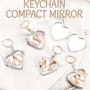 Resim 1 Adet Zarif Aşk Kalpli Anahtarlık Makyaj Aynası - 26 Harfli Çiçek Desenli, Katlanabilir Cam ve Dayanıklı Kauçuk, Solmaz Yüzey - Kız Kardeş, Teyze, Anne İçin Hediye (Düğün, Doğum Günü, Tatil) 