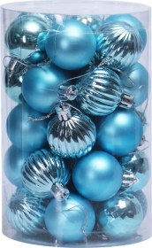 Resim Shineyee Mavi Noel Topları Seti 4cm - 34 Adet Polistiren Ağaç Dekorasyonu 