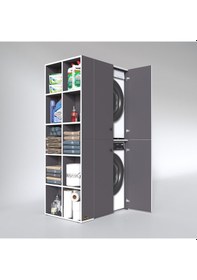 Resim Kenzlife Çamaşır-Kurutma Makinesi Dolabı Kapaklı Fedyenka Sol Gri 180*090*60 Banyo Arkalıksız Çok Renkli 