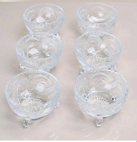 Resim 6'lı Kristal Lüx Ayaklı Cam Çerezlik Şekerlik Sunumluk Kase Çok Renkli 