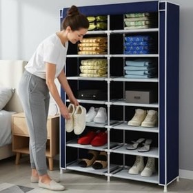 Resim Reyo Teknor 2 Bölmeli Plastik Bez Dolap Bez Ayakkabılık Lacivert 