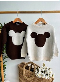 Resim Lolliboomkids Unisex Çocuk Mickey Triko Kazak Bol Kesim Kot Pantolon Alt Üst Takım 2 Parça 
