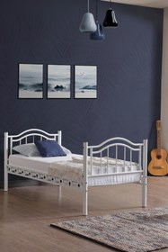 Resim ARGİMO Belinay Genç Çocuk Odası Metal Ranza Ve Karyola 90x190 Beyaz 