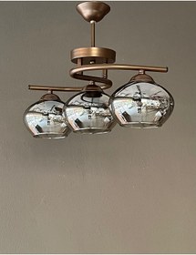 Resim AVİZEVİ Avizeviaydınlatma Metalik Kahverengi Füme Camlı 3 Lü Poyraz 