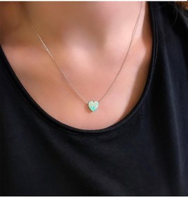 Resim STELA OPAL YEŞİL KALP KOLYE 