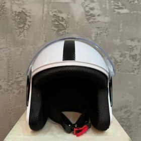 Resim Kask Beyaz Yarım Motosiklet & Bisiklet Kaskı Çenesiz Kask 