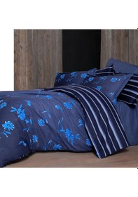 Resim Renata King Size Battal Boy %100 Pamuk Flanel Pazen Nevresim Takımı Lacivert Lacivert 