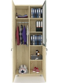 Resim Modüler Dünyası Dosya Ve Soyunma Dolabı - Cam Kapaklı Ve Kilitli (326996919) Meşe 