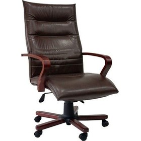 Resim Koltukstilim Liona Ahşap Makam Koltuğu Kahverengi 