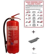 Resim YAN-SAV 6kg Yangın Tüpü, Askı Aparatı,yangın Tüpü Kullanım Talimatı Ve Dübel Vida 4lü Set 