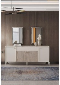 Resim Petra Çekmeceli Dolaplı Aynasız Büfe Konsol 180x48x78cm Krem 