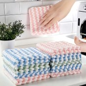 Resim 10 adet Mikrofiber Bulaşık Bezleri - Kalınlaştırılmış Mercan Kadife Katio Çift Taraflı Bulaşık Havluları, Süper Emici ve Leke Çıkarıcı, Mutfak, Banyo, Yatak Odası, Oturma Odası için Yeniden Kullanılabilir Çok Amaçlı Temizlik Bezleri 
