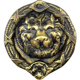 Resim Ergün Collection Antika Tarz Dekoratif Pirinç Aslan Kapı Tokmağı, Taktak - 185 Mm, Antik 