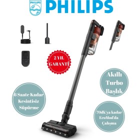 Resim Philips 6000 Serisi Kablosuz Dik Süpürge XC6452/10, Turbomod, Akıllı Başlık 