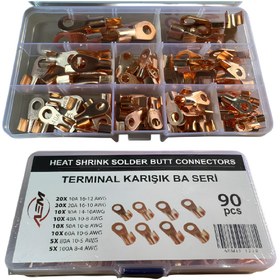 Resim AEM 90 PARÇA KARIŞIK BA Bakır Fiş Pabuç Akü Kablo Tesisat Ucu Terminal Başlık 