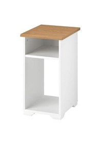 Resim Bölmeli Yan Sehpa MeridyenDukkan Beyaz Renk 40x32 cm Meşe Görünüm-Açık Raf Sistemi 