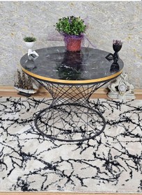 Resim Zafir Siyah Fırınlı Statik Boya Siyah Mermer Gold Cumba Suntalem Tabla Pota Orta Sehpa - Siyah Orta Sehpa Siyah 