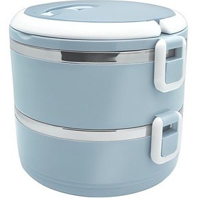 Resim Vakumlu 2 Katlı Yemek Termosu Mavi 1,5 Litre 