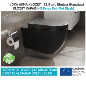 Resim Aqua Bagno Voca Asma Klozet 54 Cm. , Mat Siyah -set 2 Parça -dp Kapak Dahil Siyah 