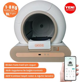 Resim Groove Ti+ Otomatik Kedi Tuvaleti Kahverengi - Petfit Aqua Flow Akıllı Su Pınarı Çeşmesi - Petfit AutoDine X Plus Mama Kabı 