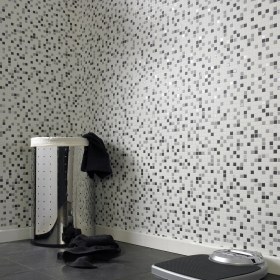 Resim Mutfak, Banyo, Havuz, Sauna, Spa ve Tüm Yüzeyler Için 25X25 mm Beyaz, Siyah, Gri Cam Mozaik. 