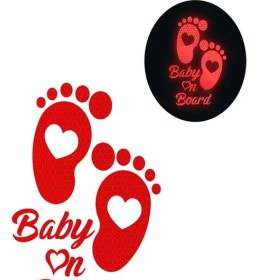 Resim Reflektörlü Arabada Bebek Var! Oto Sticker Yapıştırma 