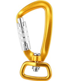 Resim Springsun Altın 7075 Alüminyum Otomatik Kilitleme Kilitli Karabiner, 360 Döner, 500kg Dayanım, Halka İle Birleşik, Hamak Ve Evcil Hayvan İpi İçin 