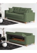 Resim Nola Üçlü Kanepe & Bazalı Yataklı Koltuk - Keten Yeşil Yeşil 