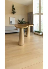 Resim Altın Varak Renk Ahşap Mantar Sehpa Seti 2 Li El Yapımı Yan Sehpa Takımı Altın 