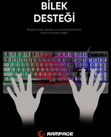 Resim Rampage KB-R66 Bubble USB Gökkuşağı Aydınlatmalı Fransız/Arap Layout Multimedya Klavye 