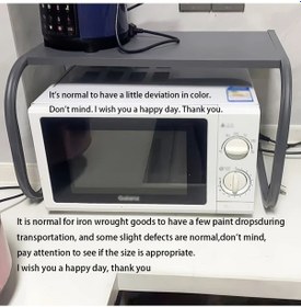 Resim Dashanshop Gümüş Rengi Metal Mutfak Rafı - Mikrodalga Fırın Ve Pirinç Pişirici İçin İki Katlı Düzenleyici 