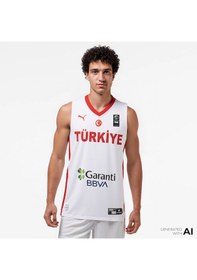 Resim Puma Turkey V-neck Game Jersey Erkek Beyaz Basketbol Forması 606606 Beyaz 