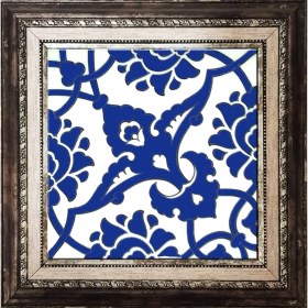 Resim Armada Çini 20x20 Cm SP 83 Kobalt Beyaz İznik Rumi Desenli Çini Pano 
