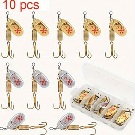 Resim 10 adet 6.3 cm 7 g Dönen Kaşık Şeklinde Yemler, Levrek, Alabalık, Bas, Turna için Uygun, Döner Salıncak Yemleri 