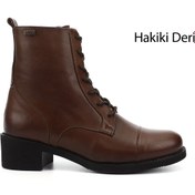 Resim GÖNDERİ(R) Kadın / Kız Kahve Antik Fermuarlı Kauçuk Taban Hakiki Deri Postal Bot 