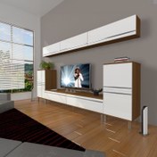 Resim Eko 9 Mdf Std Krom Ayaklı Tv Ünitesi Tv Sehpası Ceviz Beyaz 