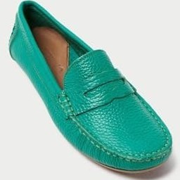 Resim 202-y Hakiki Deri Oval Burunlu Kadın Yeşil Babet & Loafer Ayakkabı, Yeşil, 3 
