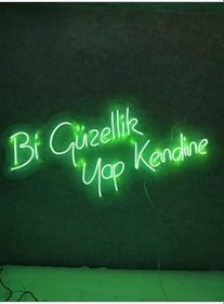 Resim Bi Güzellik Yap Kendine Neon Yazı Neon Tabela Dekoratif Aydınlatma(100X50Cm), bigüzelyeşilravenneonm 
