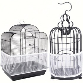 Resim 1 adet Beyaz Anti-Splash Mesh Kuş Kafesi Kapağı, Dayanıklı Polyester Elyaf, Dış Mekan Kullanımı için Koruyucu Kuş Kafesi Ağı - Kuş Kafesi Aksesuarı 