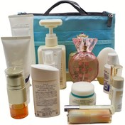 Resim Unisex Polyester Seyahat Organizer Çantası, Dayanıklı Tuvalet ve Makyaj Deposu, Güvenli Fermuar, Esnek Paketleme Aksesuarı, Kordon, SD Kart ve Power Bank Cebi ile, Kokusuz 