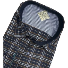 Resim Klasik %100 Cotton Uzun Kollu Terletmeyen Kışlık Flanel Kumaş Lacivert Gömlek Regular Kalıp -10361 Lacivert 
