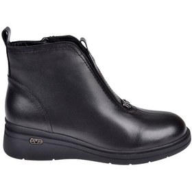 Resim Beety Hakiki Deri Önü Lastikli Dolgu Taban Kadın Bot Bee-5068 Siyah Siyah 