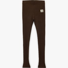 Resim Koton Beli Lastikli Etiket Detaylı Pamuklu Tayt Kahverengi 6wkg40211ak Kahve 