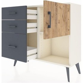 Resim Arges Şifonyer Tek Raflı 3 Çekmeceli Tek Kapaklı 88x30x80 Aytaşı-çam/antrasit Çam/antrasit 