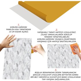 Resim Tink Kendinden Yapışkanlı Beyaz Petek Mermer Desenli Pvc Panel 41X62 cm 