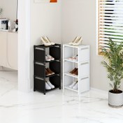 Resim ayarlanabilir 4/6/8 Katlı Metal Ayakkabı Rafı - Alet Gerektirmeyen Taşınabilir Antre Depolama Rafı, Yurt ve Ev İçin Uygun, Çok Katmanlı Spor Ayakkabı & Ayakkabı Saklama Çözümü, Basit Beyaz/Siyah Tasarım | Dayanıklı Ayakkabı Organizatörü 