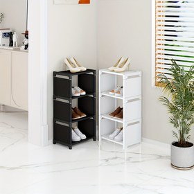 Resim ayarlanabilir 4/6/8 Katlı Metal Ayakkabı Rafı - Alet Gerektirmeyen Taşınabilir Antre Depolama Rafı, Yurt ve Ev İçin Uygun, Çok Katmanlı Spor Ayakkabı & Ayakkabı Saklama Çözümü, Basit Beyaz/Siyah Tasarım | Dayanıklı Ayakkabı Organizatörü 