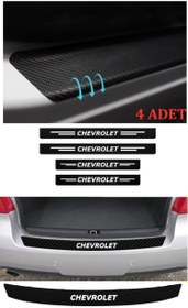 Resim Chevrolet Evanda İçin Uyumlu Aksesuar Oto Bağaj Ve Kapı Eşiği Sticker Set Karbon 